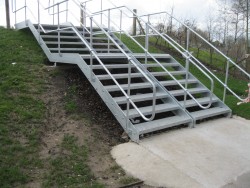 Galvanised steel stairs and handrail