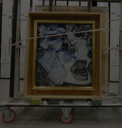 art handling trolley with dark overlay