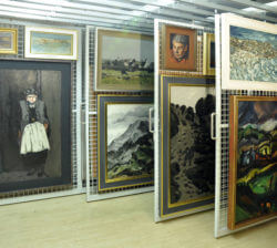 Oriel picture racking with loaded artwork